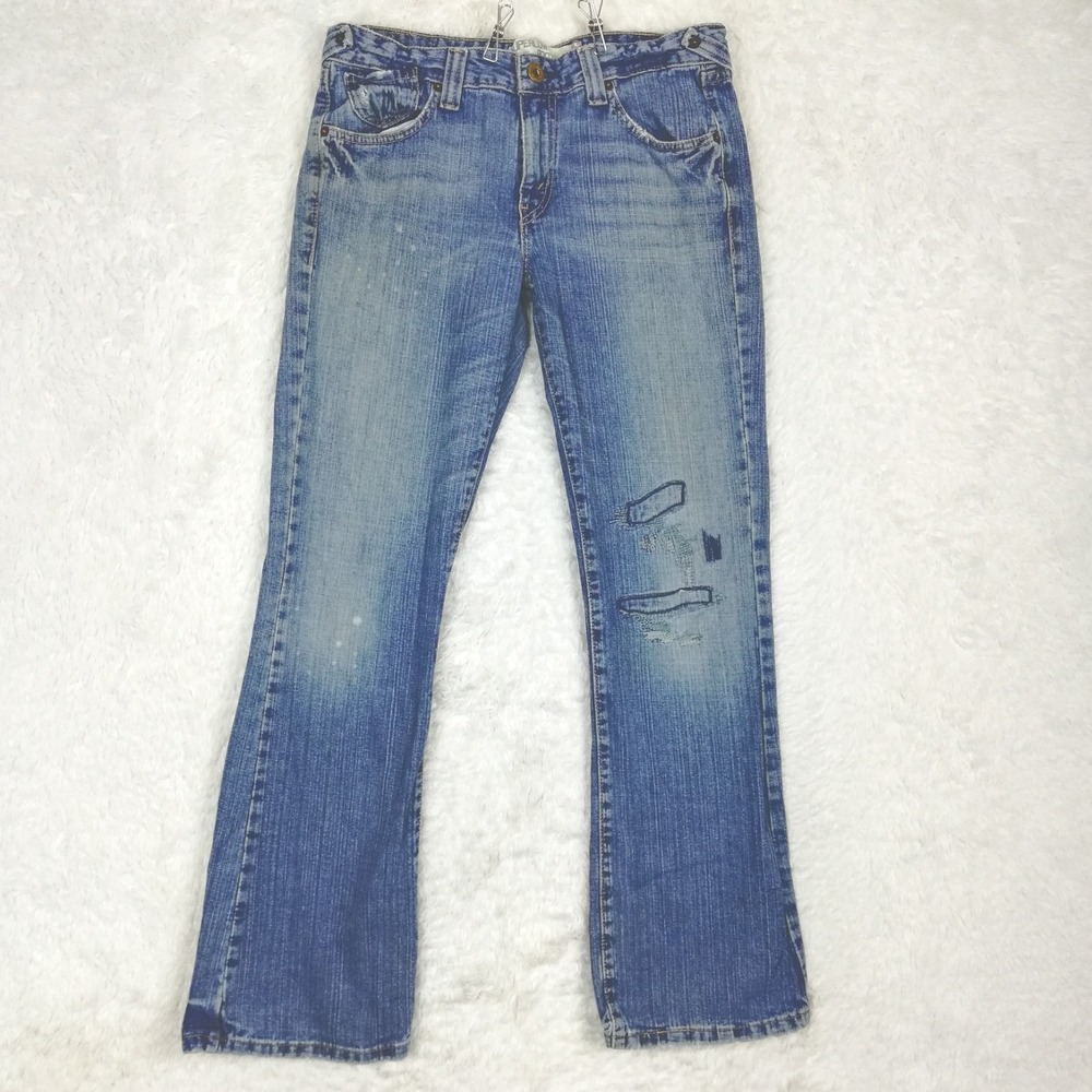 Vtg Levi's Womens Jeans 518 Super Low Boot Cut Blue Denim Medium‎ Wash Patch 11